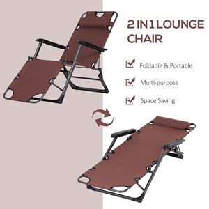 Lettino Pieghevole Moderno da Esterno con Poggiapiedi Regolabile e Cuscino per la Testa, in Ferro e Rete, Arredo Elegante per il Relax - Product Image 5