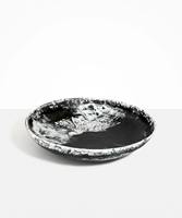 Bol Wabi en bois poli fait main, design classique marbré noir et blanc, durable, non toxique, plat de service pour salade, idéal pour les fêtes et les cadeaux