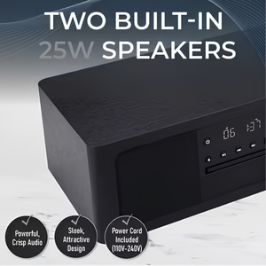 Stereo Shelf <b>Speaker</b> System with CD Player, 25W <b>Speakers</b>, Bluetooth, FM Radio, USB, Aux In, Optical In, Alarm Clock - Product Image 3