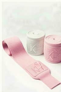 Support de poignet KT rose gris en cachemire antidérapant avec fermeture auto-agrippante unisexe, protection professionnelle respirante et légère pour la musculation - Product Image 3