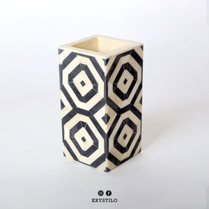 Porte-stylos carré en os incrusté, design Art Déco, réglable, ensemble multi-pièces, accessoires de bureau de haute qualité par Barkah Star - Product Image 3