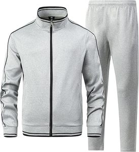 Men's 2 Pieces Athletic Tracksuit Full-Zip <b>Workout</b> Sweat suit with Active <b>Jackets</b> and Pants In Low Price - Product Image 1