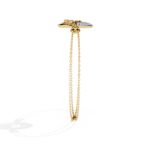 Bracelet minimaliste de créateur Lucky Charm avec diamant Nazar de laboratoire taille ronde en or 10k 14k et design pavé à deux rangs - Product Image 3