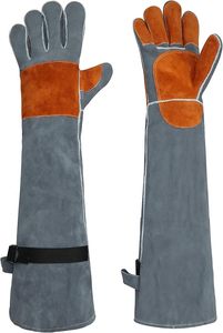 Long Cuff Welding <b>Gloves</b> for <b>Men</b> Heavy Duty Genuine Cowhide <b>Leather</b> Diamond Grain Flexible Heat Resistant Safety Work <b>Gloves</b> - Product Image 4