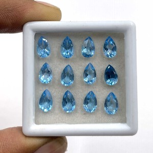 Topacio Azul Suizo Natural, Corte Pera, Facetado, Piedras Sueltas Calibradas, Venta al Por Mayor para Joyería, Gema de Topacio Azul - Product Image 3
