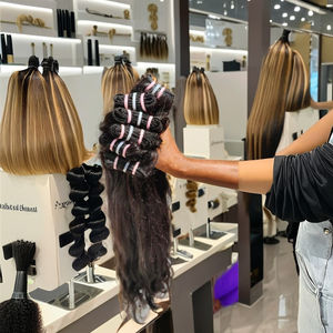 Extensions de cheveux bruts humains vierges Remy indiens d'un seul donneur à cuticule alignée cuticule alignée ondulée cheveux à double trame d'Inde - Product Image 1