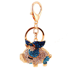 Llavero de cerdito con diamantes de imitación rosas, aleación en tono dorado y pavé de cristales, para el intercambio de regalos del Año Nuevo Lunar - Product Image 5
