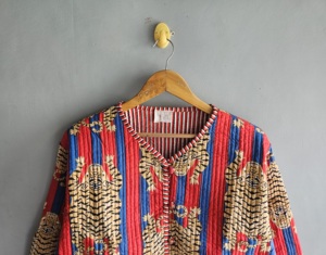 Abrigo Acolchado para Mujer, Estampado de Tigre, Botones al Frente, Manga Larga, Chaqueta Roja y Azul, Ropa Exterior Informal, Regalo para Ella - Product Image 4