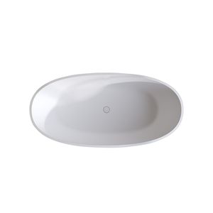 Vasca da bagno freestanding in resina effetto pietra opaca da 180 cm con bordo spesso, vasca autoportante - Product Image 1