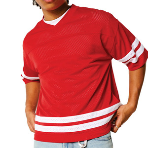 Camiseta Deportiva Unisex de Malla Roja para Fútbol Americano, Transpirable, de Poliéster, Estilo Urbano, Cuello en V, Uniforme de Equipo, Fabricante Personalizado - Product Image 6