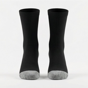 Black Crew <b>Socks</b> Solid Color Breathable Knitted Spandex Polyester Adult Casual Daily Wear Summer Standard <b>Thickness</b> - Product Image 1
