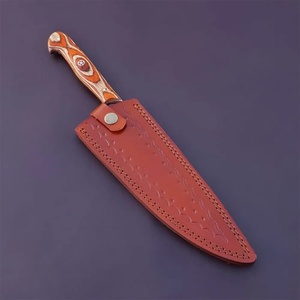 Couteau de chef artisanal en acier Damas de 13 pouces, fabriqué sur mesure par Ahmad Fabric, avec étui en cuir, manche élégant, personnalisable - Product Image 5