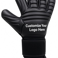 Gants de gardien de but Soccer Max GKG-001 en cuir PU noir, doigts enroulés, antidérapants, respirants, sangle de poignet réglable à boucle auto-agrippante, unisexe