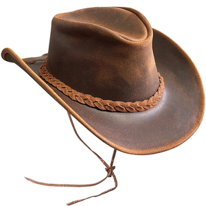 Chapeaux en cuir de qualité supérieure pour hommes et femmes, taille ajustable, matière en fourrure, personnalisables pour l'hiver, chapeaux de cowboy en cuir décontractés - Product Image 1
