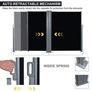 Toldo Retráctil de Doble Cara para Patio, Pantalla de Privacidad para Jardín Interior/Exterior, Protección Solar y Contra el Viento, Separador de Ambientes de 5m Máx. - Product Image 5