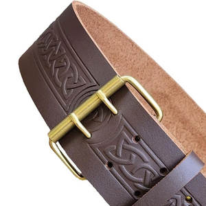 Cinturón celta trenzado marrón hecho con cuero 100% genuino, diseño grabado, cinturones para kilt de las Tierras Altas, los más vendidos - Product Image 3