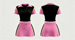 2026 Women's <b>Patchwork</b> Embroidered Lace-Up Polo <b>Shirt</b> Short-Sleeve T-<b>Shirt</b> and Mini Skirt 2-Piece Summer Casual Set - Product Image 3