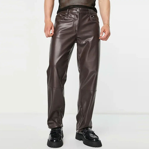 New Best High Arrival <b>Men's</b> Casual <b>Leather</b> <b>Pants</b> Made High Waist Straight Cut Outdoor Use Reasonable Prices - Product Image 5