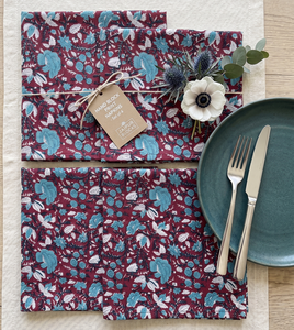 Serviette de table carrée en coton faite à la main, imprimé floral, style rustique, pour la décoration de la maison et des repas, écologique, vente en gros - Product Image 6