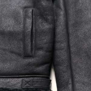 Wholesale Customize Genuine Sheep <b>Shearling</b> Leather Coat OEM Leather <b>Shearling</b> Winter Black Real Sheepskin B3 <b>Bomber</b> <b>Jackets</b> - Product Image 3
