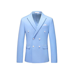 <span class=keywords><strong>Blazer</strong></span> da <span class=keywords><strong>Uomo</strong></span> Doppiopetto Blu Chiaro con Colletto a Revers Vestibilità Regolare Stile Britannico in Tessuto di Poliestere Pettinato Antipiega - Product Image 1