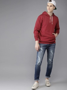 Sweat-shirt à capuche uni pour homme, coupe classique, décontracté, en coton tricoté, avec poche, pour l'automne - Product Image 1