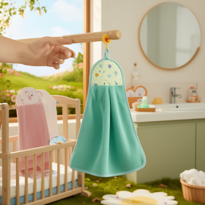 Toalla de Mano de Algodón 816 GSM, 9x19 Pulgadas, Secado Rápido, Suave y Absorbente, con Patrón Impreso Personalizado, Colgador para Lavado de Manos para Niños - Product Image 3