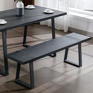 Reclaimed Sheesham Wood <b>Bench</b> with Metal <b>Legs</b> | Handcrafted Moradabad - Product Image 4