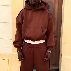 ชุดวอร์มผู้ชายสำหรับฤดูหนาว ผ้าฟลีซพิมพ์ลาย หนานุ่ม กันลม มีฮู้ด ผ้าฝ้าย 100% เสื้อฮู้ดแบบสวมหัว กางเกงวอร์มขายาว - Product Image 2