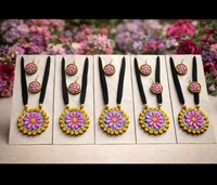 Ensemble collier et boucles d'oreilles géométriques ethniques pour femmes, bijoux en résine, cadeau, ensembles de bijoux tendance