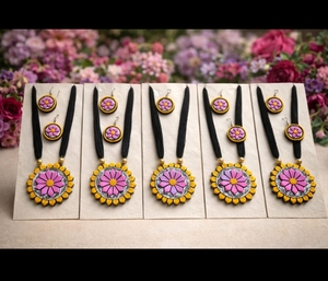 Ethnic Geometric Necklace and Earring <b>Set</b> for Women Resin Jewelry Gift Fashion Jewelry <b>Sets</b> - Product Image 2