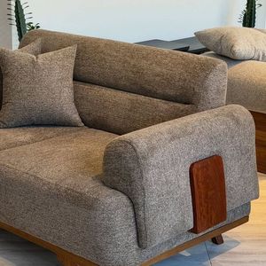 Sofá Moderno de Lujo en Madera de Teca, Sofá Minimalista Tapizado para Sala de Estar, Muebles para Hotel o Villa - Product Image 4