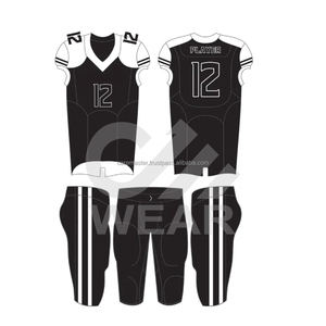 Uniforme de football américain pour hommes, bleu et blanc, col en V, manches courtes, 100% polyester, évacuation de l'humidité, coupe ajustée, impression sublimée, équipe - Product Image 6