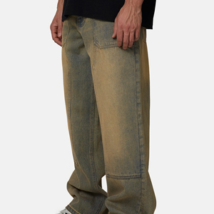 Pantalones Vaqueros Anchos de Mezclilla para Hombre, Lavados a Medida, Ecológicos, Vintage, Sólidos, Transpirables, Ligeros, para Verano, Otoño e Invierno, OEM - Product Image 3