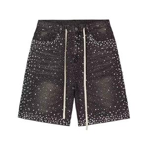 Unisex High Quality Acidwash Denim <b>Shorts</b> Allover Rhinestones Custom Made <b>Jean</b> <b>Shorts</b> for Men Summer Diamond Jorts - Product Image 6