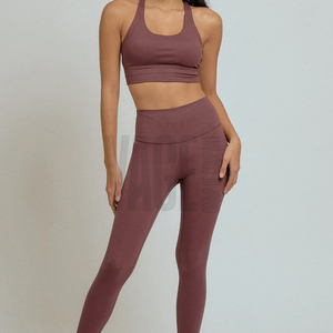 Women Yoga Fitness Set 2 Piece High Waist <b>Leggings</b> <b>Crop</b> Sports Bra Breathable Stretch Gym Workout Running Training Activewear - Product Image 4