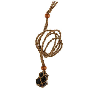 สร้อยคอมาคราเม่ทำมือประดับคริสตัลสีส้ม จี้ห้อยคริสตัล สายปรับได้สีดำ เครื่องประดับสไตล์โบโฮสำหรับผู้หญิง - Product Image 2