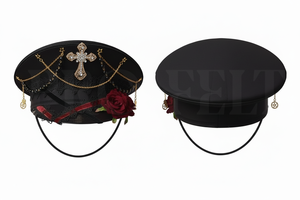 LOW MOQ OEM Decorative Peak Cap with Rose Lace Cross Design Adjustable Fashion <b>Hat</b> for Women Costume Party Accessories Caps - Product Image 2