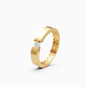 Anillo de Diamante Cultivado en Laboratorio, Corte Solitario Moderno, Sin Conflicto, con 0.11 Ct |   En oro amarillo, blanco y rosa de 9 quilates - Product Image 2