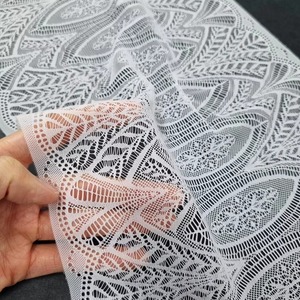 Floral Scalloped Stretch <b>Lace</b> Fabric 19cm Lightweight Nylon Spandex Wide <b>Elastic</b> Premium Korean Quality Wedding Clothes - Product Image 3