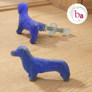 Poignée de meuble fantaisie en fonte en forme de chien, bleu roi, pour cuisine, armoire, commode, hôtel, installation facile - Product Image 1