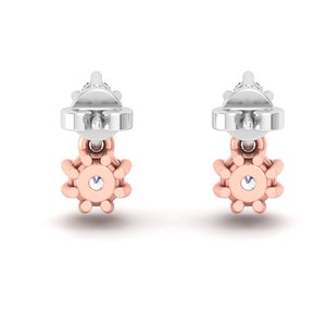 Minimalist Round Cut Lab Grown Diamond 10k,14K,18k Solid Gold <b>Earring</b> <b>Tops</b> for Gift Party & Anniversary Everyday Wear - Product Image 4