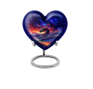 Petites urnes funéraires en forme de cœur pour cendres humaines, mini urne bleue avec boîte en velours en forme de cœur et support - Product Image 1