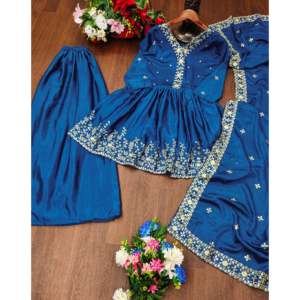 Ensemble de travail brodé de séquence de costume Sharara de vêtements de fête pour femmes de créateur - Product Image 2