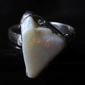Australian Opal Natural Polished Rough Prong Setting Silver Gemstone Classic Ring for Party <b>Wedding</b> Gift for Her New Arrival - Product Image 1