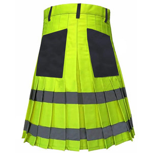 Kilt utilitaire pour pompier, vert fluorescent et noir, haute visibilité, taille personnalisée - Product Image 3