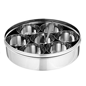 Boîte à épices en métal artisanale de qualité supérieure avec couvercle décoratif, organisateur de masala moderne pour la cuisine, conteneur de rangement de haute qualité - Product Image 3