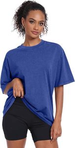 Women's Washed Vintage Oversized T-Shirt Baggy Workout <b>Tops</b> Short Sleeve 100% Cotton Eco-Friendly Quick Dry Streetwear Boyfriend - Product Image 4