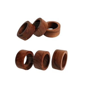 Anneaux de serviette en bois massif de haute qualité, finition naturelle, accessoires de table élégants pour événements, fournisseur en gros - Product Image 4