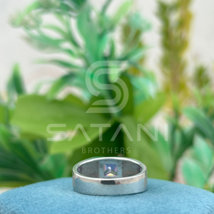 Bague pour homme en argent 925 avec pierre violette taille princesse, bague de fiançailles solitaire en CZ pour homme, bague violette audacieuse, cadeau pour lui - Product Image 4